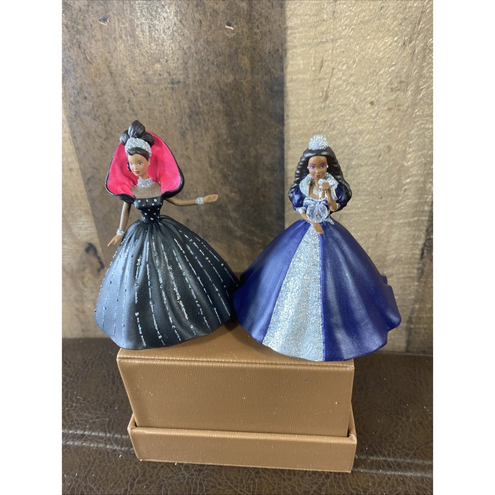 Set of 2 Vintage African American Barbie Hallmark Keepsake Ornaments 1998 & 1999